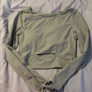 Elegant Sage Long Sleeve Crop Top